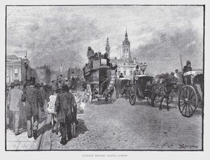 London Bridge, går over (litho) af William Luker