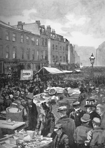 Middlesex Street Late Petticoat Lane på en søndag morgen, 1891 af William Luker
