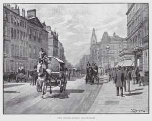 New Bridge Street, Blackfriars (litho) af William Luker