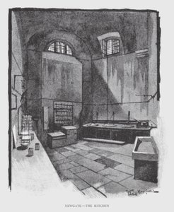 Newgate, køkkenet (litho) af William Luker
