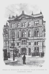 Kontorer for Peninsular and Oriental Steam Navigation Co, Leadenhall Street (litho) af William Luker