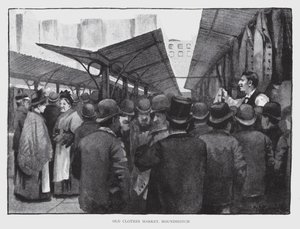 Old Clothes Market, Houndsditch (litho) af William Luker