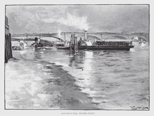 Old Swan Pier, Thames Street (litho) af William Luker
