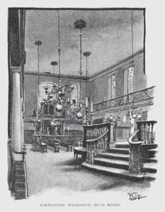 Portugisisk synagoge, Bevis Marks (litho) af William Luker