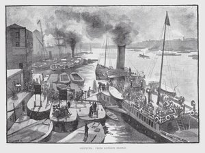 Forsendelse, fra London Bridge (litho) af William Luker