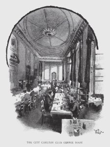 The City Carlton Club Coffee Room (litho) af William Luker
