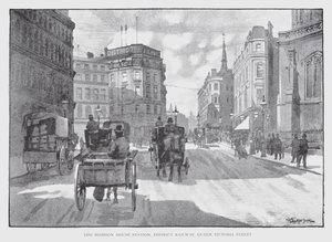 The Mansion House Station, District Railway, Queen Victoria Street (litho) af William Luker