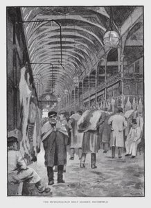 The Metropolitan Meat Market, Smithfield (litho) af William Luker