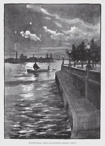 Westminster fra Blackfriars Bridge, Night (litho) af William Luker