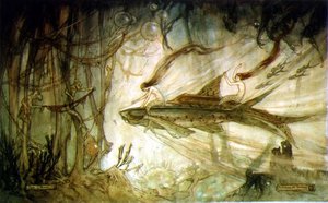 The Race (pen & blæk, akvarel på papir) af William M. Timlin