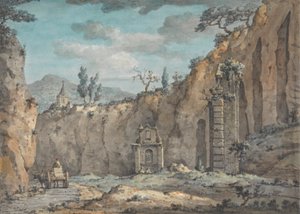 Oksevogn i grotten ved Posillipo af William Marlow