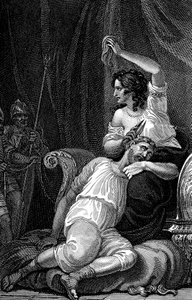 Delila klippede Samsons hår og tog dermed hans styrke, 1820