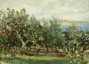 En æbleplantage (olie på lærred) af William Matthew Hale