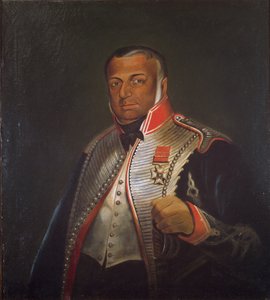 Oberst James Skinner CB (1778-1841) 1st Regiment of Local Horse, ca. 1836 (olie på lærred på panel) af William Melville