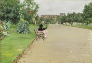En bypark, ca. 1887 af William Merritt Chase