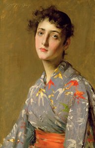 Pige i japansk kostume, ca. 1888 (olie på lærred) af William Merritt Chase