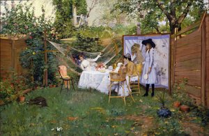 Friluftsmorgenmad af William Merritt Chase