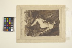 Siddende nøgen (monotype) af William Merritt Chase