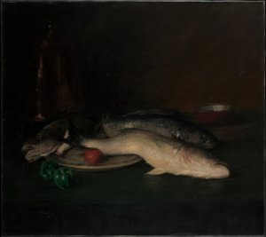 Stilleben: fisk af William Merritt Chase