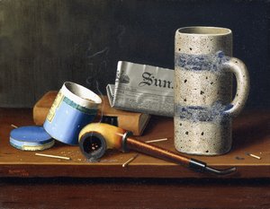 Stilleben med blå tobaksæske, 1878 af William Michael Harnett