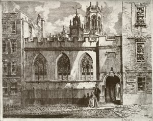 Cliffords Inn Hall and Clock Turret, med St. Clement Danes Beyonds Lantern Tower, 1934.