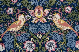 Jordbærtyven. Dekorationsstof (detalje). 1883 af William Morris