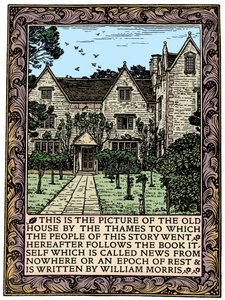 Kelmscott Manor, Gloucestershire, frontispice til News from Nowhere, c1892 1901 af William Morris