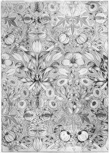 Lilje og granatæble mønster tapet, 1887 1934. af William Morris