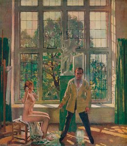 Selvportræt med model, c1905, c1932.