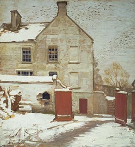 Gårdhave i Snow, Sutton Veny af William Nicholson
