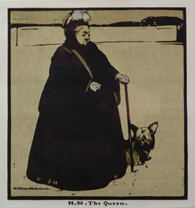 H.M. Dronningen (farve litho) af William Nicholson