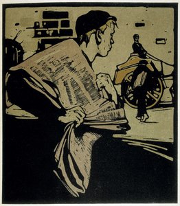 Newspaper Crier, London - i "" Types of London"", af William Nicholson (1872-1949), red. Floury