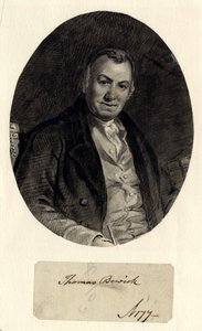 Portræt af Thomas Bewick (blæk på papir (klæbet på papir)) af William Nicholson