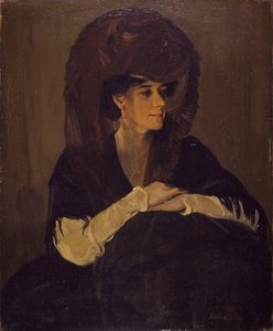 Det brune slør-portræt af fru Harrington Mann, 1905. af William Nicholson
