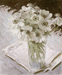 Hvide anemoner (olie på lærred)