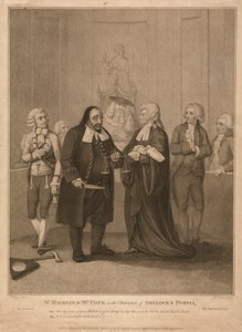 Mr. Macklin og Mrs. Pope i karaktererne af Shylock og Portia af William Nutter