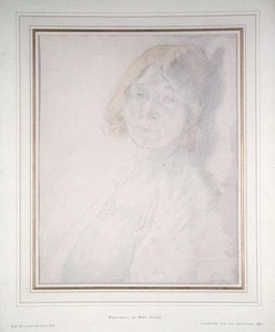 Portræt af Mrs Hone (blyant og akvarel på papir) af William Orpen
