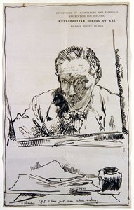 Selvportræt ser i et spejl (pen og blæk på papir) af William Orpen