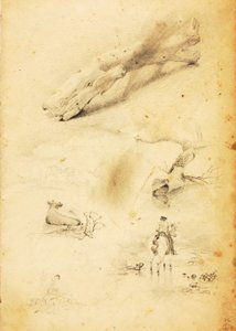 (Studier - figurer, træstamme, hest og rytter osv.) af William Page