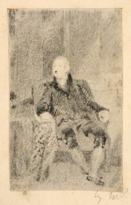 Siddende mand i kjole fra det 18. århundrede af William Page