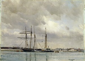 Både i havnen, laster China Clay, ca. 1900