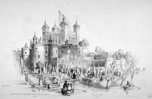 Overborgmester Thomas Johnson og hans følge går om bord fra Tower of London, 1840 af William Parrott