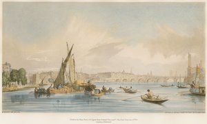 Waterloo Bridge, fra vest, med et bådkapløb