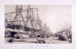 West India Docks, Poplar, London, 1830 af William Parrott
