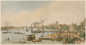 Westminster og Hungerford fra Waterloo Bridge, c 1840