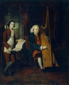 John Parry den blinde harpist med en assistent, c1770-1780.
