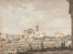 Venus og Roms tempel fra Colosseum af William Pars