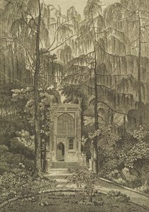 Udsigt til kapellet i haven på Strawberry Hill, graveret af Godfrey, 1784 af William Pars