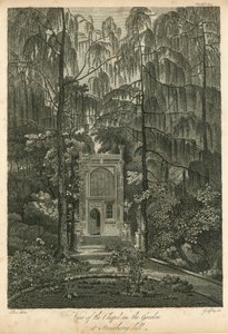 Udsigt over kapellet i haven ved Strawberry Hill, Twickenham, London af William Pars