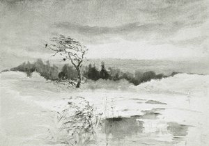 Landskab med vand og forblæst træ af William Parsons Winchester  Dana